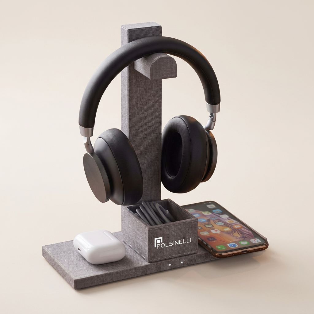 Dual Wireless Charger & Headphone Stand